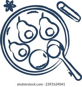 Baked pears hand drawn vector illustration