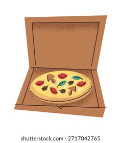 Pizza al horno embalado en caja