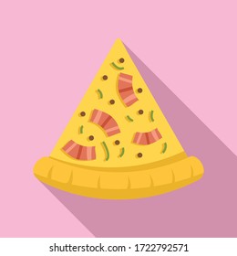 Baked pizza slice icon. Flat illustration of baked pizza slice vector icon for web design