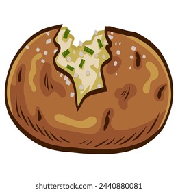 Baked Potato Drawing Vector Illustration