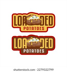 baked potato, loaded potatoes, loaded roasted potato logo, retro vintage inspired design. logo Design company vector branding