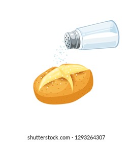 Baked Potato And Saltshaker. Vector Illustration Cartoon Flat Icon Isolated On White.