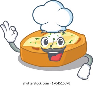 Baked potatoes chef cartoon design style wearing white hat
