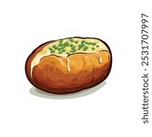 Baked potatoes vector art illustration isolated. Best for street food related business