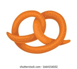 Baked Pretzel Isolated on White Background Vector Illustration