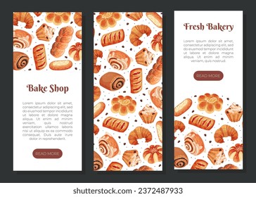 Baked Product Banner Design with Sweet Bun and Pastry Vector Template