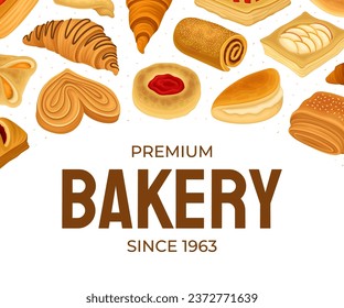 Baked Product Banner Design with Sweet Bun and Pastry Vector Template