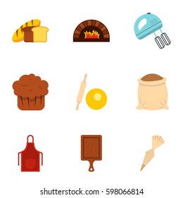 Baked products icons set. Flat illustration of 9 baked products vector icons for web