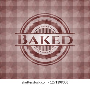 Baked red polygonal badge. Seamless.
