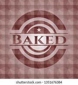Baked red seamless emblem with geometric pattern.