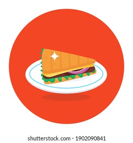 
Baked sandwich vector in modern flat rounded style 