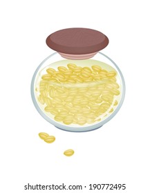 Baked Split Peas in A Glass Jar, Good Source of Dietary Fiber, Vitamins and Minerals. 
