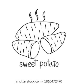 Baked sweet potato outline, hot sweet potato