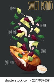 Patas al horno rellenas. Ilustración del vector