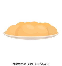 Baked tart icon cartoon vector. Brazilian dish. Plate bowl