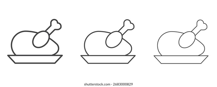 Icono de pavo horneado - Ilustración vectorial de trazo editable
