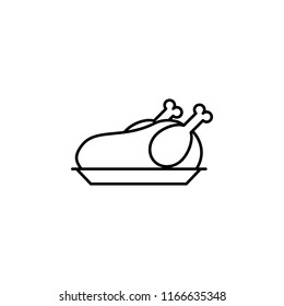 baked turkey icon. Element of autumn icon for mobile concept and web apps. Thin line baked turkey icon can be used for web and mobile