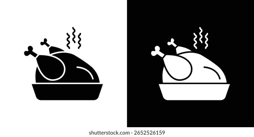 Baked turkey icon symbol collection. Flat vector stock illustration.