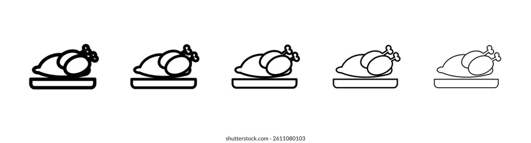 Baked turkey icon Symbol mark in Outline style