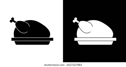 Baked turkey icon vector, solid illustration, pictogram