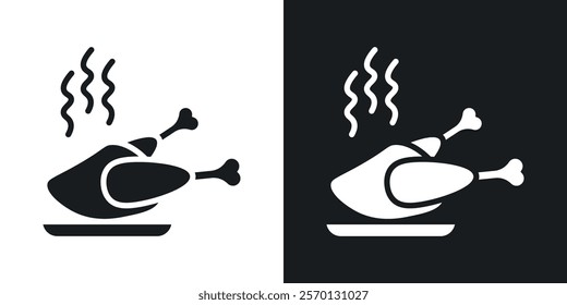 Baked turkey icons in flat syle