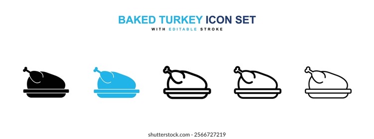 Baked turkey icons vector collection pack.