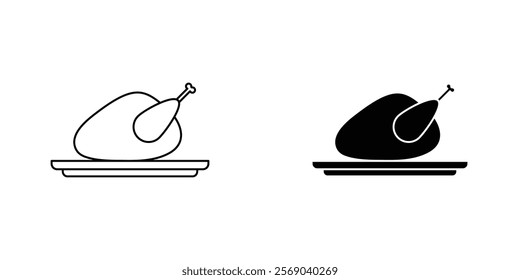 Baked turkey icons vector graphic pack