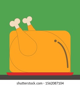 Baked turkey, illustration, vector on white background.