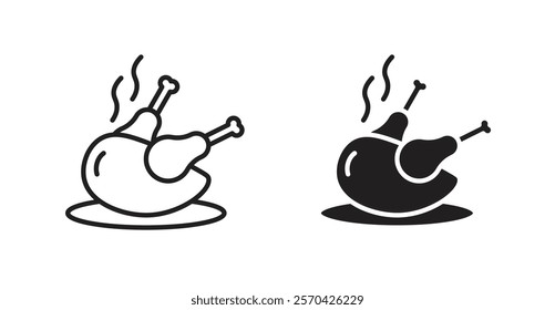 Baked turkey vector web icons set