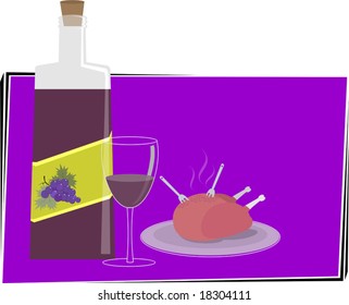 baked turkey and wine 	