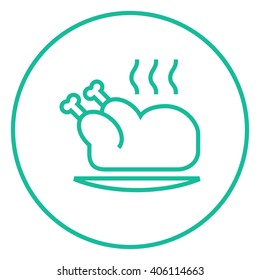 Baked whole chicken line icon.