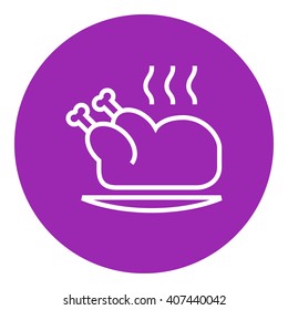 Baked whole chicken line icon.
