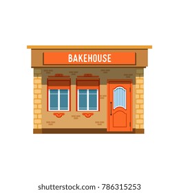 Bakehouse facade, bread shop building vector Illustration