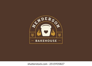 Bakehouse Retro-Logo-Design-Vorlage mit frisch gebackenem Brot, Vektorgrafik, flach. Bäckerei Shop Café Cafeteria Backwaren Essen alten Stil minimalistischen Logotype für Marke