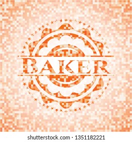 Baker abstract orange mosaic emblem with background