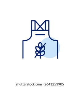 Baker apron and crossed grain ear. Gluten free bakery, dietary restrictions. Pixel perfect vector icon