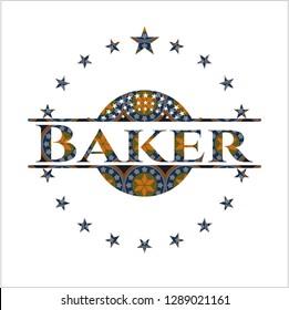 Baker arabic badge. Arabesque decoration.