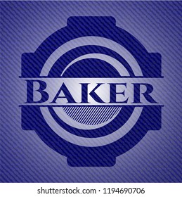 Baker badge with denim background