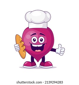 Baker beetroot cartoon mascot character vector illustration design
