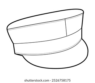 Baker Boy Cap com Pico. Chapéu Moda acessórios de vestuário ilustração técnica. Capacete vetor para homens, mulheres, estilo unisex, modelo plano CAD mockup esboço esboço isolado