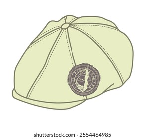 	
Baker boy hat vector mockup template technical drawing.