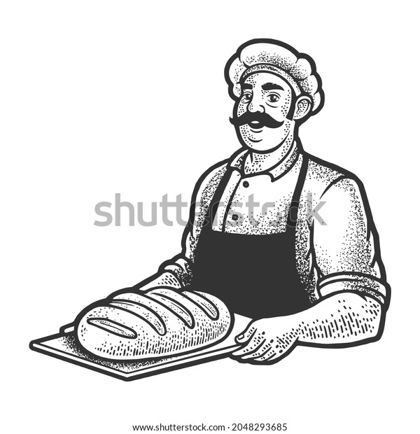 Baker Bread Sketch Engraving Vector Illustration Stock Vector (Royalty ...