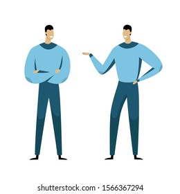 Baker businessman Character Set Isolated. Vector of young businessman, Business people, group of men,wearing working outfit, standing in white background. Male office Staff Pose in Uniform Flat