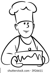 Baker with cake (Vector)