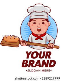 Baker Cartoon Character Logo Vector Template