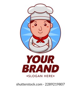Baker Cartoon Character Logo Vector Template