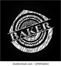 Baker with chalkboard texture. Vector Illustration. Detailed.
