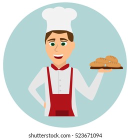 Baker character. Cartoon happy baker