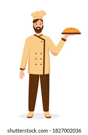 Baker character with fresh bread