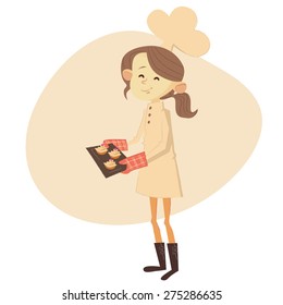 Baker/ chef/ girl in cute vector illustration